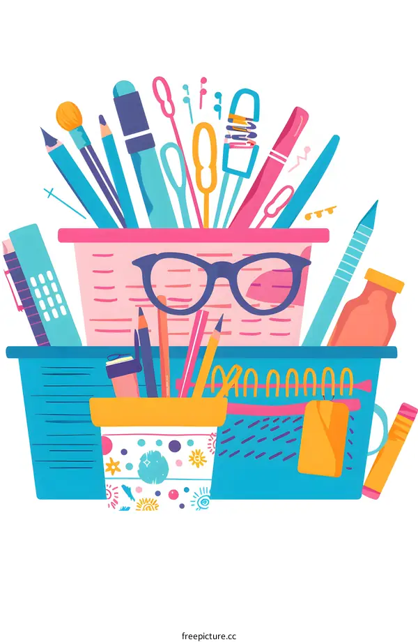 Colorful Illustration of School Supplies
