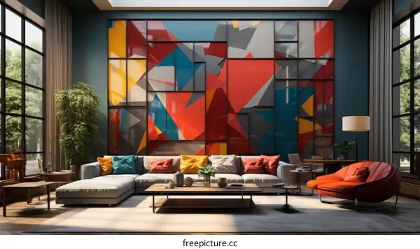 Geometric Wall Art for Modern Living Room Interior Design
