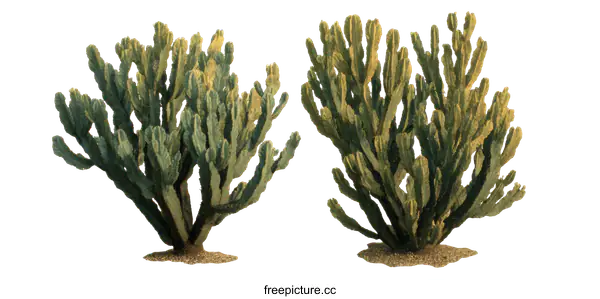 [Transparent Background PNG]Two Desert Cactus Plants Isolated on White Background
