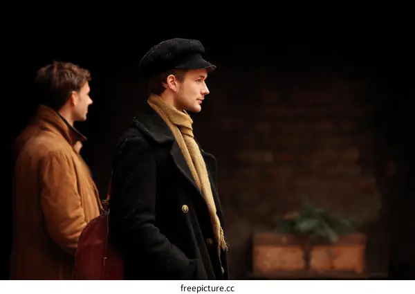 Two Men in Vintage Winter Wear