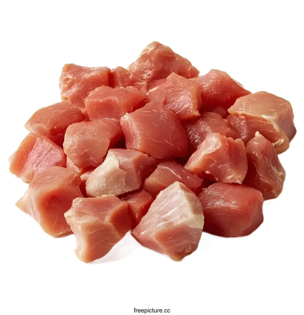 [Transparent Background PNG]Raw Cubed Pork Meat Food Product