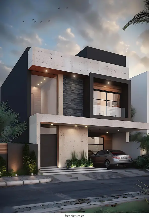 Modern House with Black and White Exterior Design