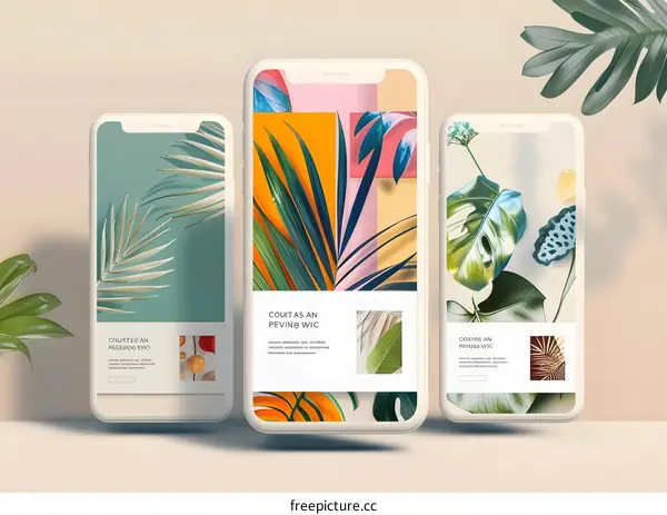 Tropical Leaves Phone Mockup with Minimalist Design