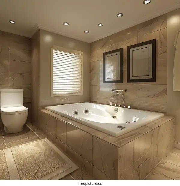 Modern Luxury Bathroom Design with Jacuzzi Tub
