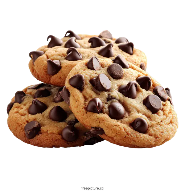 [Transparent Background PNG]Closeup of Delicious Chocolate Chip Cookies