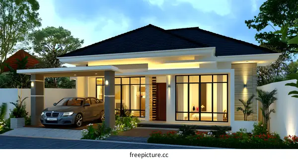 Modern Minimalist House Design with Carport and Front Yard