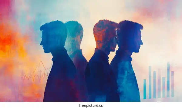 Silhouette Businessmen Teamwork Growth