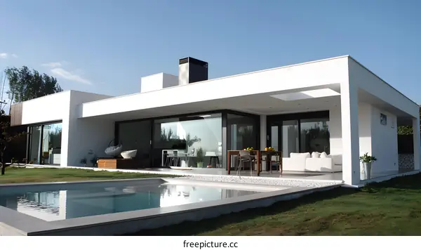 Modern White House With Swimming Pool