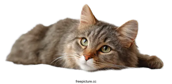 [Transparent Background PNG]A Sleepy Gray Cat Lying on a Light Beige Cloth