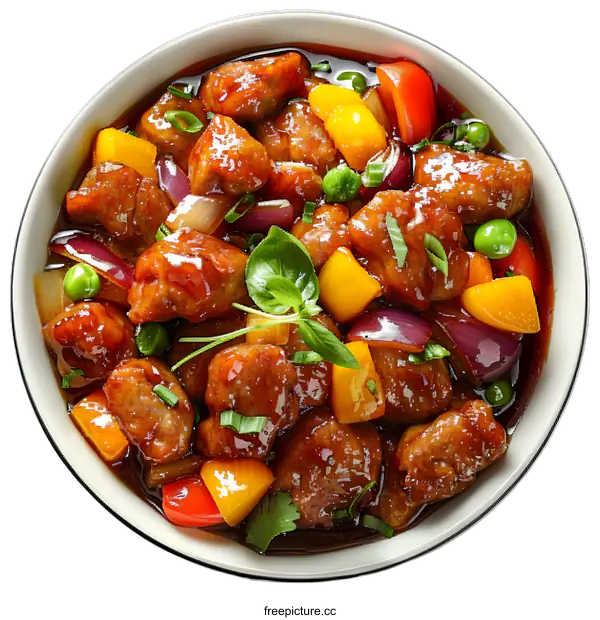 [Transparent Background PNG]Pork stew with vegetables in sweet and sour sauce