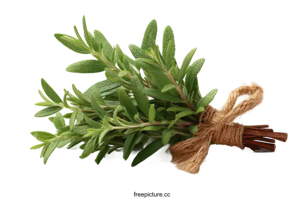 [Transparent Background PNG]Fresh Aromatic Herb Bundle Close-up