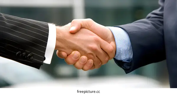 Businessmen shaking hands in agreement
