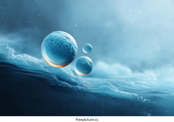 Abstract Floating Sphere Water Wave Image