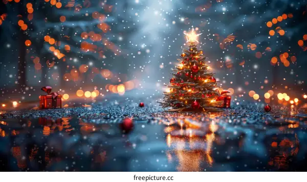 Christmas tree in the snow