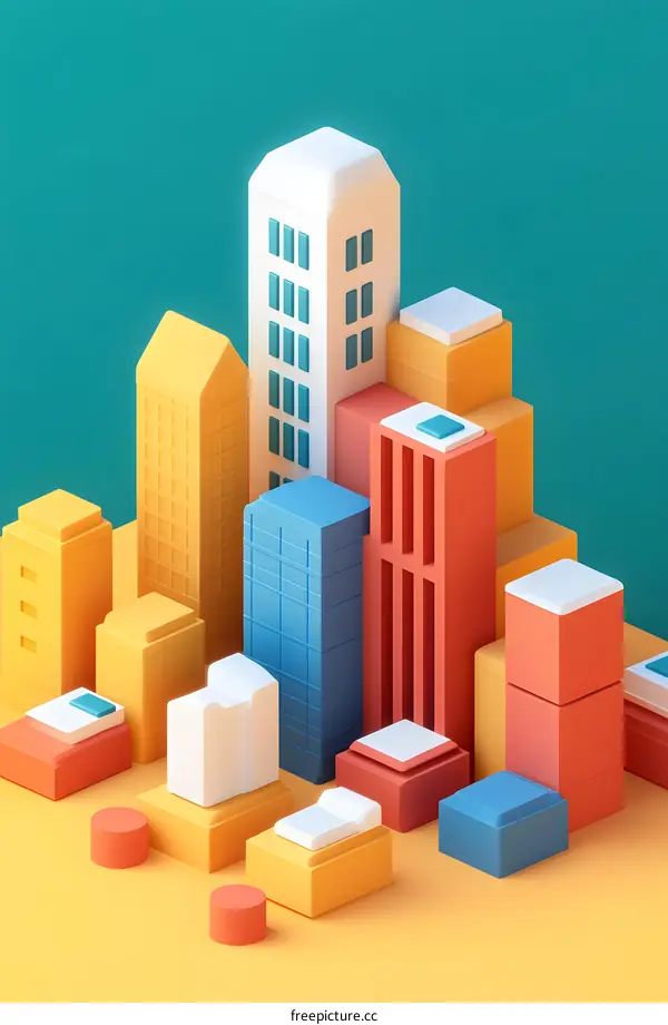 Colorful 3D Cityscape Illustration