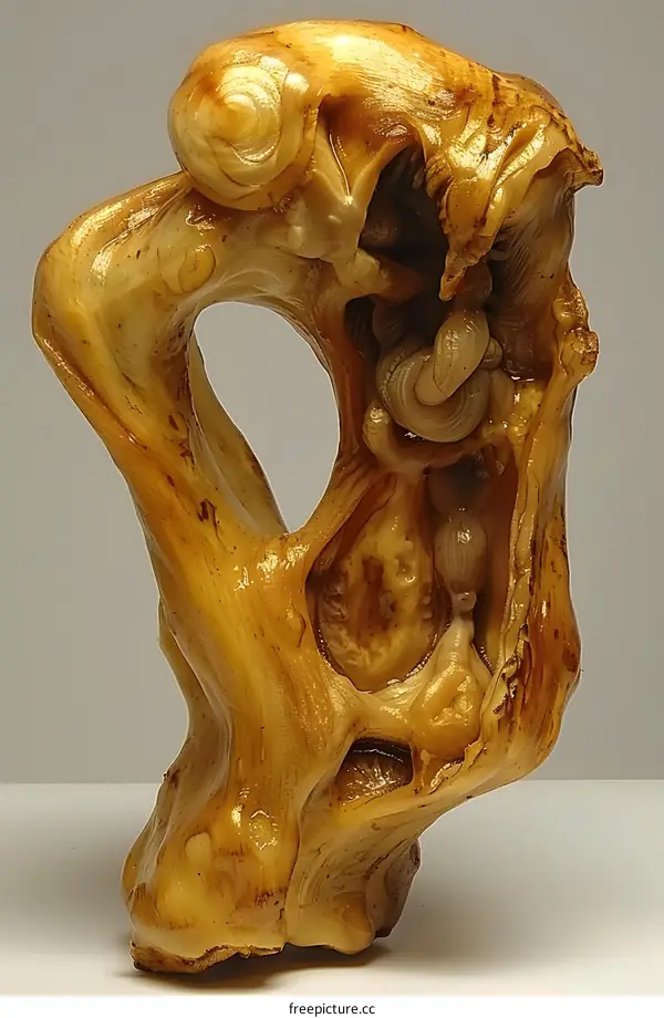 A wooden sculpture with a hole in it