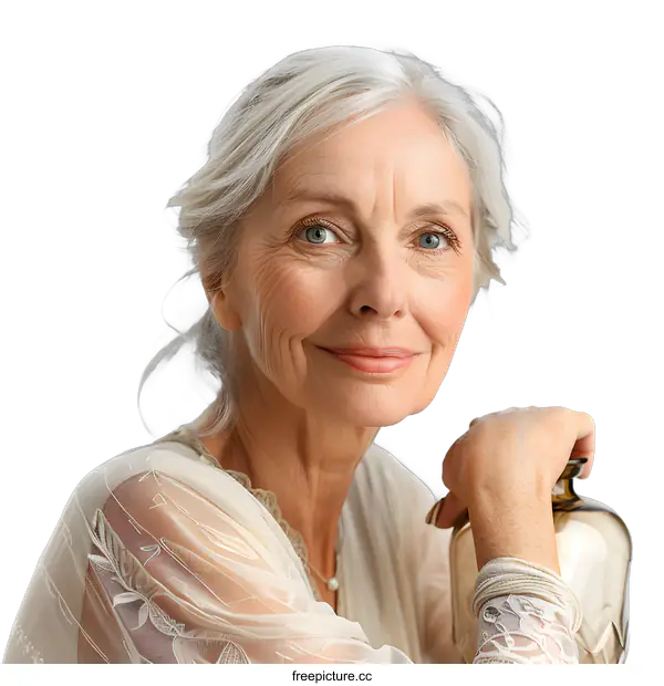 [Transparent Background PNG]Portrait of a Smiling Senior Woman