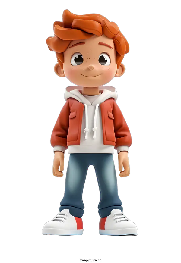 [Transparent Background PNG]3D rendering of a cute cartoon boy