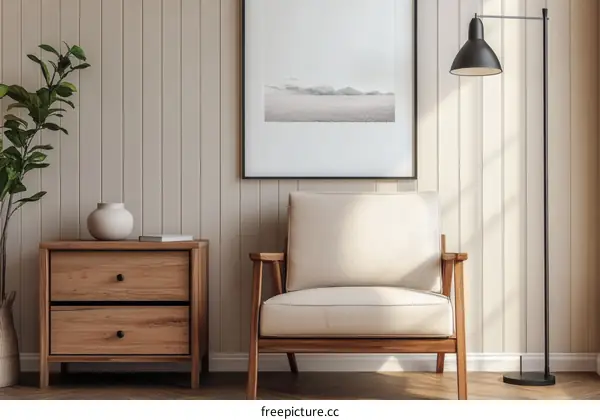 Modern Wooden Bedroom Furniture Set with Beige Sofa