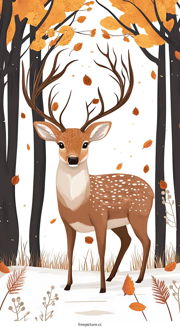 Autumn Forest Deer Illustration