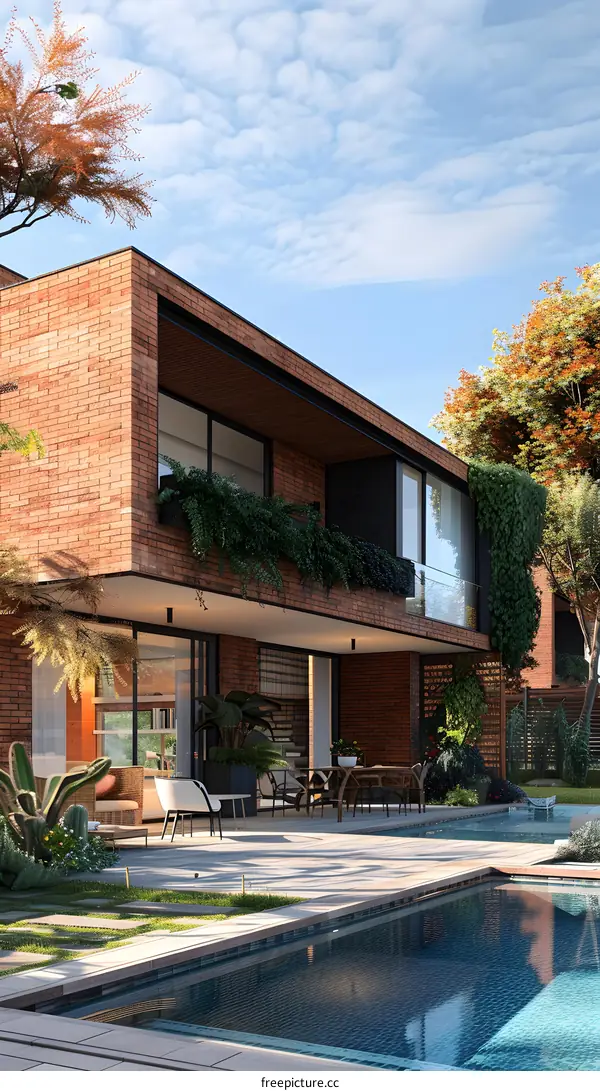 Modern Brick House with Pool