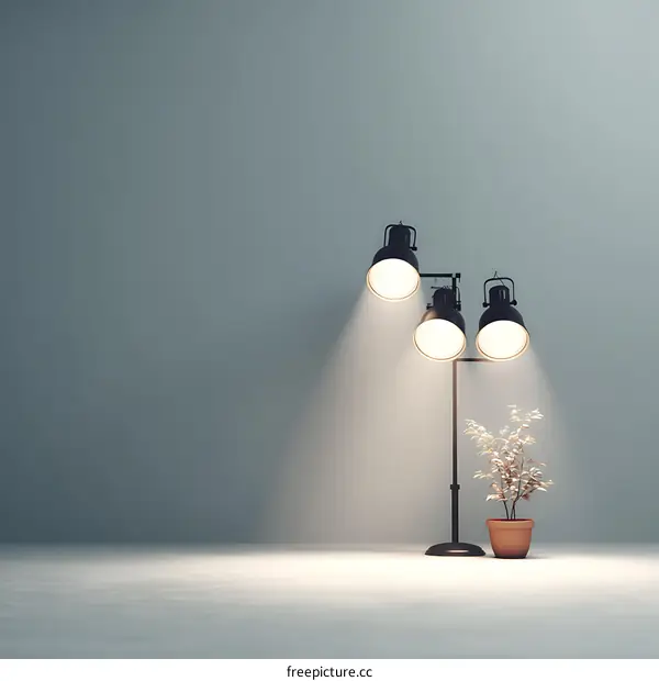 Modern Minimalist Interior Scene with Floor Lamp