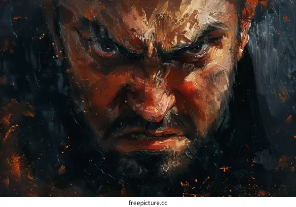 Close Up Portrait of a Man with an Angry Expression