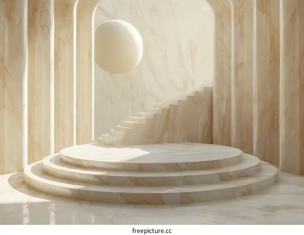 Beige Marble Staircase Display Pod