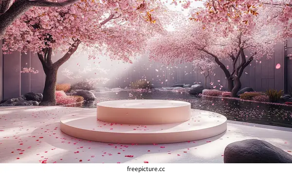 Pink Cherry Blossom Garden Display Platform