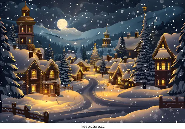 Christmas Village in the Snow