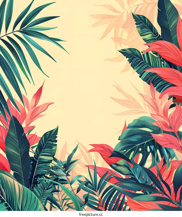 Tropical Leaves Border Background