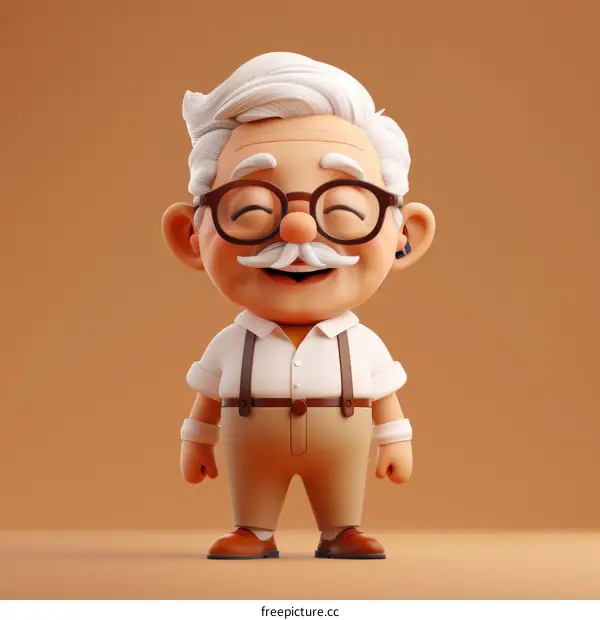 Cheerful Grandpa 3D Cartoon Character