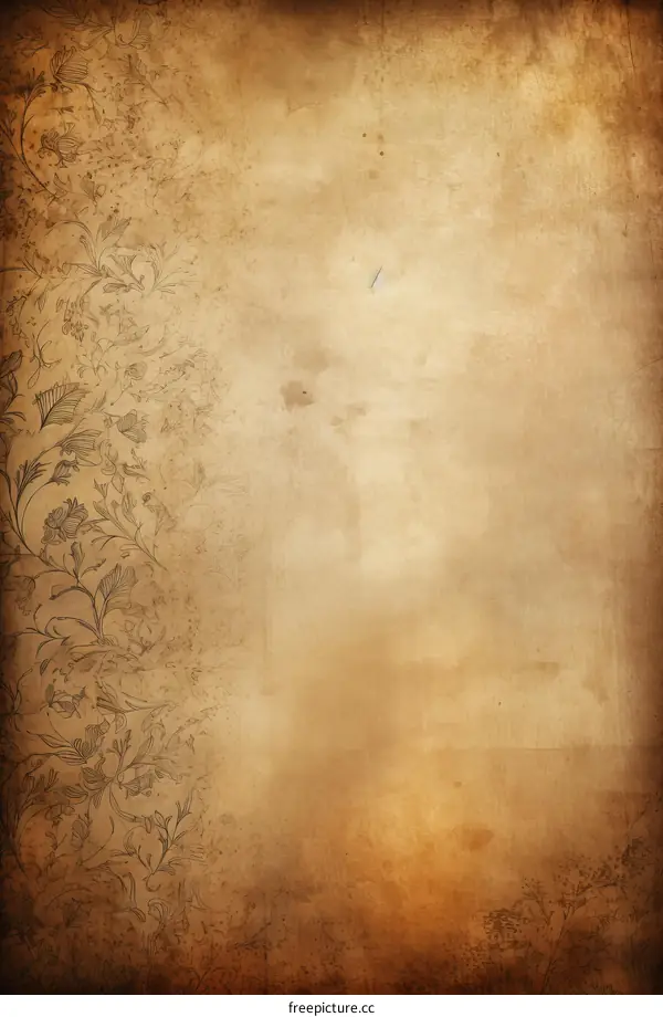 Floral Ornament on Aged Paper Background