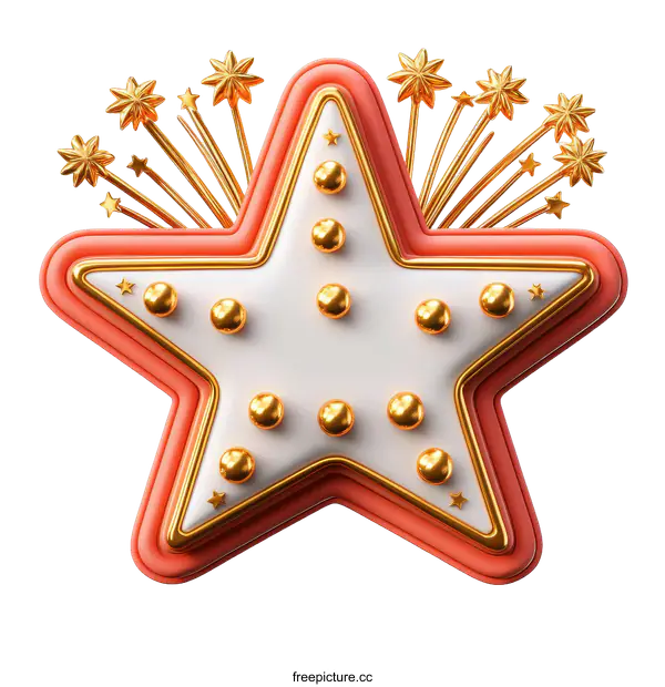 [Transparent Background PNG]3D Decorative Star with Fireworks Design