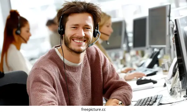 Customer Service Team in Modern Office
