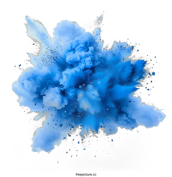 [Transparent Background PNG]Blue Explosion of Color on White Background