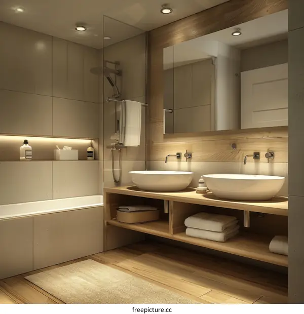 Modern Elegant Wooden Bathroom Interior Design