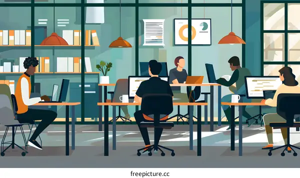 Modern Office Workers Working on Computers