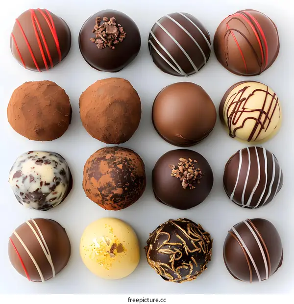Chocolate truffles assorted flavors and toppings