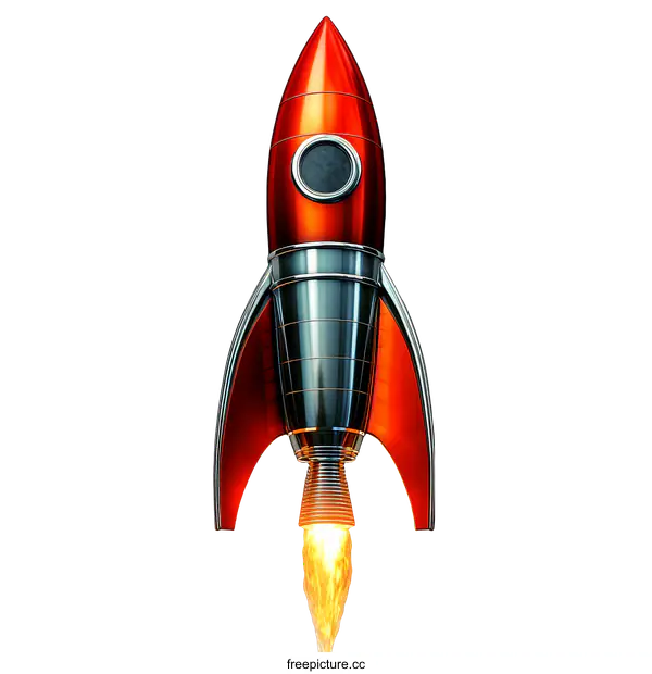 [Transparent Background PNG]Vintage Rocket Launching Illustration