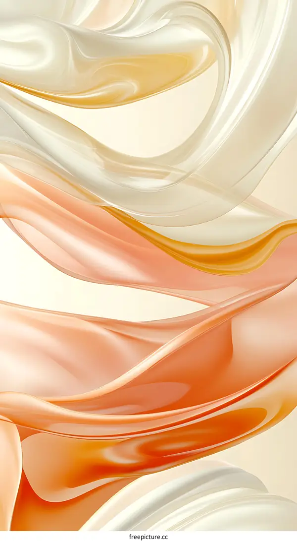 Abstract Orange and White Liquid Waves Background