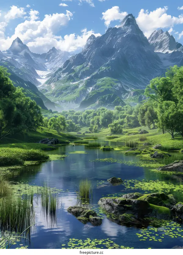 Serene Mountain Lake Landscape