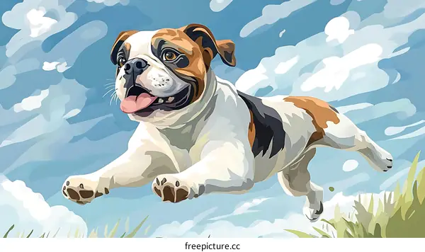 Happy Dog Illustration in the Sky