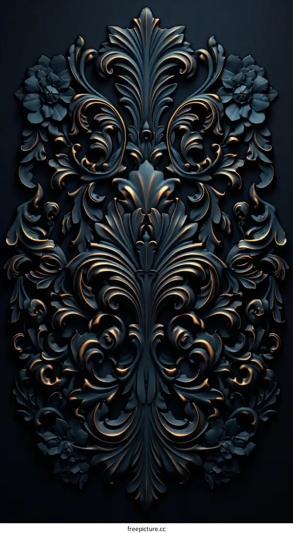 Black and Gold Intricate Floral Ornament