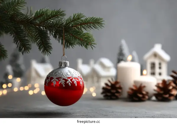 Christmas Decoration Hanging on a Fir Branch