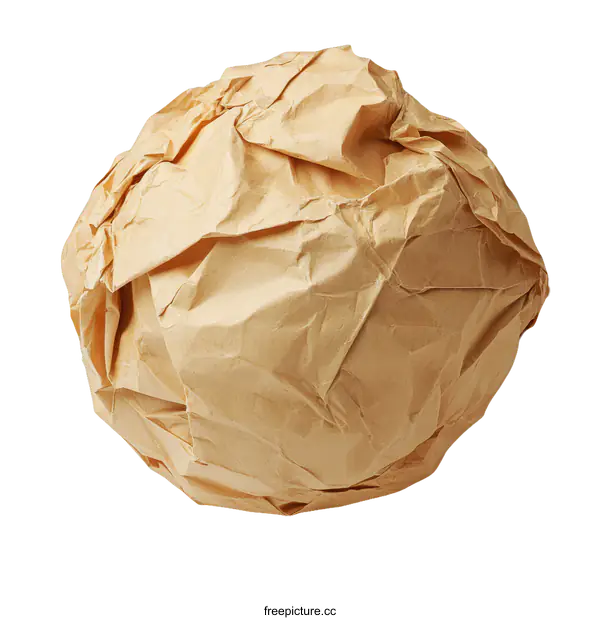 [Transparent Background PNG]Crumpled Brown Paper Ball Abstract