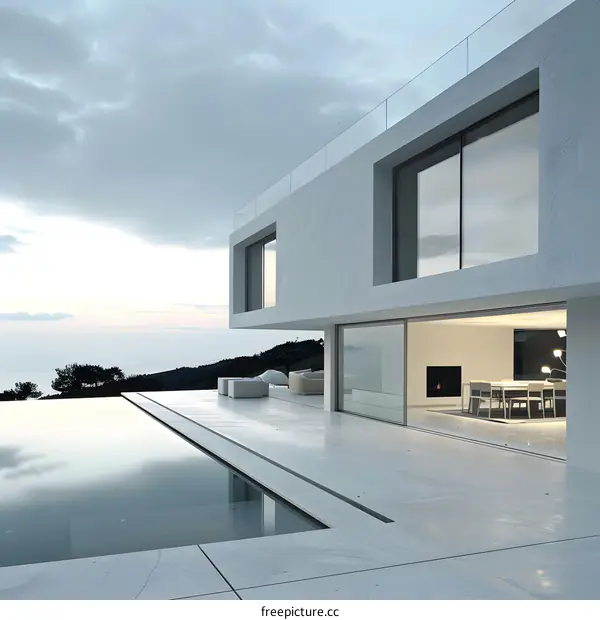 Modern Minimalist White House With Infinity Pool