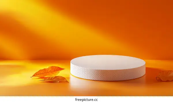 Autumnal Display Podium with Falling Leaves