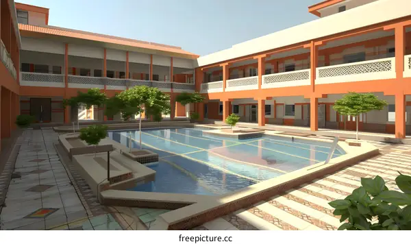 Modern Building With Swimming Pool