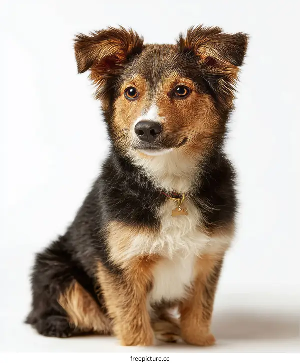 Adorable Puppy Portrait Against White Background